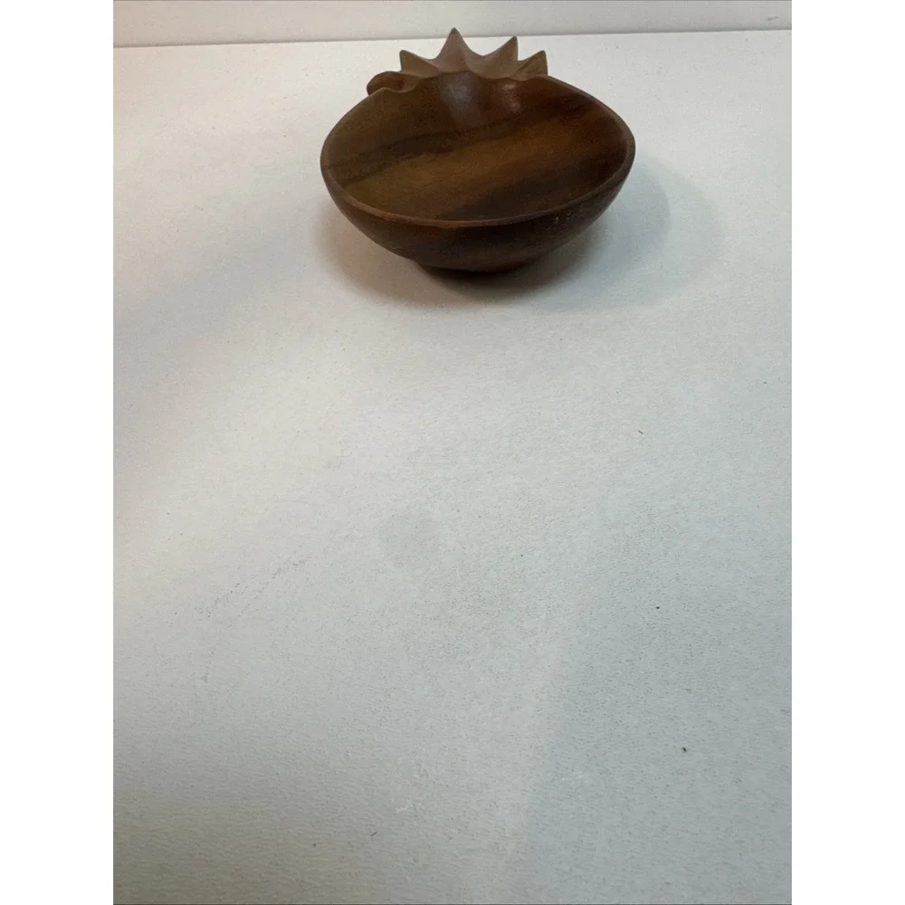 Vintage Wood Pineapple Shape‎ Bowl Made in Philippines 8 x 4.25 Hand Crafted